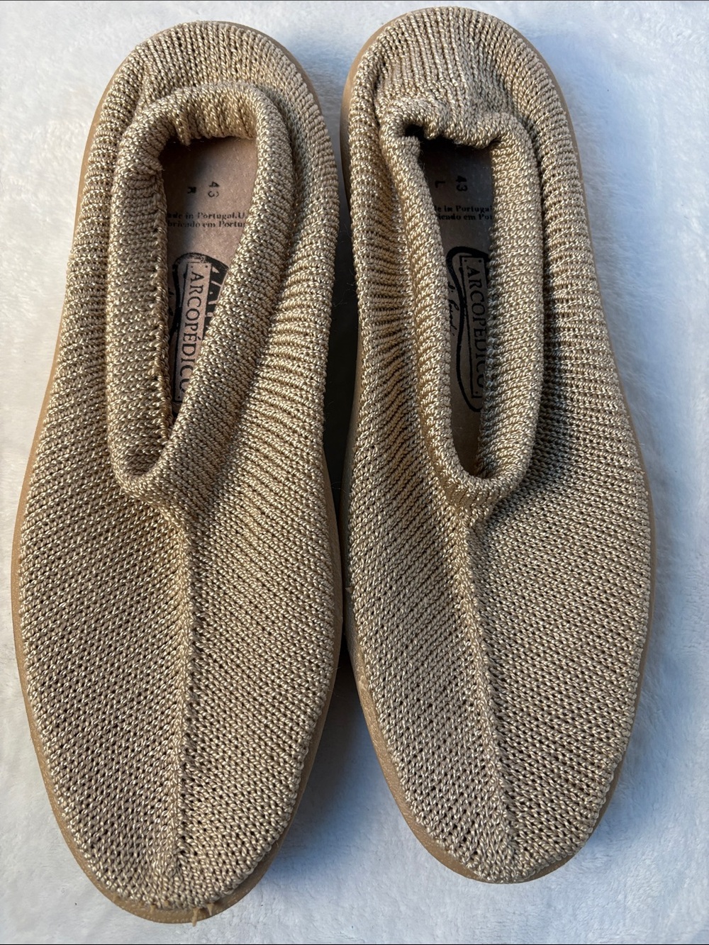 Arcopedico Sec V Unisex Beige Knit Slip-On Loafers Orthopedic Size 43 W11.5/M9